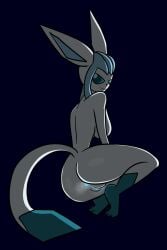 anthro anthro_focus anthro_only ass ass_focus back backboob deviantart_username eeveelution fur glaceon mammal mysweetstomach nintendo nude nude_anthro nude_female pokemon pokemon_(species) shiny_anus solo_anthro