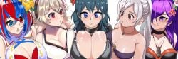 5girls alear_(female)_(fire_emblem) alear_(fire_emblem) anger_vein big_breasts bikini bikini_top breast_envy breast_press breasts byleth_(fire_emblem) byleth_(fire_emblem)_(female) corrin_(fire_emblem) corrin_(fire_emblem)_(female) fire_emblem fire_emblem:_three_hopes fire_emblem:_three_houses fire_emblem_awakening fire_emblem_engage fire_emblem_fates robin_(fire_emblem) robin_(fire_emblem)_(female) shez_(female)_(fire_emblem) shez_(fire_emblem) skye_borough swimsuit