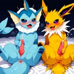 ahe_gao ai_generated ejaculation jolteon masturbation moaning pokemon pokemon_(species) vaporeon