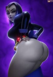 1girls 2025 3d 4k ass ass_focus big_ass breasts dc dc_comics demon_girl female female_only forehead_jewel goth grey_skin humanoid large_ass leotard looking_at_viewer purple_eyes purple_hair rachel_roth raven_(dc) smitty34 solo solo_female tagme teen_titans thick_thighs thighs