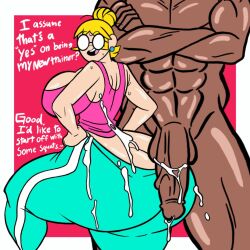 1boy 1girls after_sex alternate_version_available ass balls barefoot big_ass big_breasts blonde_hair breasts chubby cum cum_in_ass cum_inside dark-skinned_male dark_skin dnz_artz duo english_text erection female glasses happy huge_ass huge_breasts huge_cock human interracial legs_up male naked_footwear naked_shoes nude original_character partial_male penis pussy roxy_maxwell_(spin_doctor) shoes smile socks source_request spindoctorng spread_legs straight testicles text thick_thighs veins veiny_penis wappah wide_hips