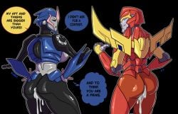 1boy 1boy1girl 1girls 2026 2d 2d_(artwork) 2robots after_sex annoyed annoyed_expression annoyed_face annoyed_female arcee arcee_(prime) ass back_view backboob behind_view big_ass blue_eyes blueast breasts breasts_out color color_coded_speech_bubble color_coded_thought_bubble colored commission_art comparing_asses comparing_butts comparing_sizes cum cum_drip cum_inside dialogue dialogue_bubble english english_dialogue english_text grin grinning grinning_at_another looking_at_another looking_at_each_other mechanical pointing pointing_at_ass pointing_at_self pointing_with_thumb red_body robot robot_boy robot_girl robot_humanoid rodimus rodimus_prime smile smiling smiling_at_another smug smug_face smug_grin standing thighs thought_bubble transformers transformers_idw transformers_prime