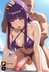 1futa ai_generated breasts cock colored dick erection futa_only futanari futanari/female futanarization light_skin light_skinned_futanari nickythecreator penis sexy sexy_body sexy_pose testicles uncensored veiny_penis fern_(sousou_no_frieren) frieren_beyond_journey's_end sousou_no_frieren 1boy 1girl blush cleavage faceless faceless_male heart-shaped_pupils long_hair navel purple_eyes purple_hair sweat bikini bikini_bottom_aside clothed_female_nude_male clothing_aside nude purple_bikini swimsuit beach blue_sky cloud day ocean outdoors sky water ahegao ahegao_face ass_up big_breasts doggy_position doggy_style doggystyle kneeling large_breasts looking_at_viewer medium_breasts on_all_fours on_knees open_mouth rolled_back_eyes saliva sex tits tongue tongue_out naked naked_futa naked_futanari nude_futa nude_futanari oiled_skin shiny_skin sweatdrop sweating bald blunt_bangs futa_with_male hand_on_another's_head hetero large_penis precum sex_from_behind veins clothing ass from_front front_view anal_sex anal anal_penetration low-angle_view