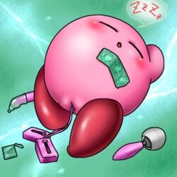 alien blush box_xod closed_eyes condom female kirby kirby_(series) nintendo pussy sex_toy sleeping solo solo_female video_games waddling_head zzz