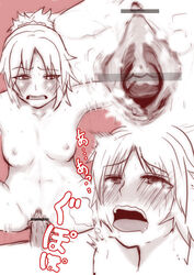 absurdres bar_censor blush breasts censored clenched_teeth clitoris fate/apocrypha fate/grand_order fate_(series) highres kupaa medium_breasts mordred_(fate) mosaic_censoring navel nipples penis pussy sabahage_(pixiv) saliva sex solo speed_lines spread_legs spread_pussy sweat teeth thighhighs