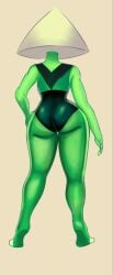 1girl 1girls ass ass_focus big_ass blonde_hair clothed female from_behind gem_(species) green_skin peridot_(steven_universe) simple_background solo steven_universe