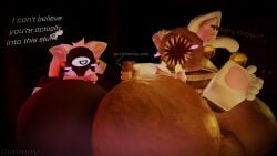 2boys 3d 3d_(artwork) absurd_res annoyed_expression arrow_(symbol) ass_expansion ass_inflation belly_expansion belly_inflation blush bow bowtie cat_ears cat_tail dark_background dialogue doors_(roblox) duo expansion figure_(doors) hi_res huge_ass huge_stomach huge_thighs inflation male male_only neko_figure_(doors) neko_seek_(doors) pill_bottle pink_clothing roblox roblox_game roblox_studio robloxian seek_(doors) sillyjuices stomach_expansion stomach_inflation text unavailable_at_source watermark white_clothing