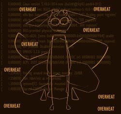 abdominal_bulge anthro artificial_intelligence big_dildo digital_media_(artwork) dildo female hi_res huge_dildo lighthouseheat machine robot sex_toy shocked solo virus wide_hips yellow_body