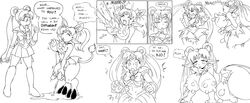 anthro ass big_breasts bishoujo_senshi_sailor_moon bovine breast_expansion breast_udders breasts butt_expansion cattle chibi_usa clothing cow_girl dialogue duo female huge_breasts human lactation large_breasts mammal monochrome multi_nipple nipples no_color open_mouth p.chronos projectile_lactation ribbons sailor_chibi_moon sailor_moon sequence shirt simple_background skirt standing surprise teats torn_clothing transformation udders usagi_tsukino wet wide_hips