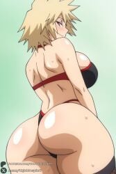 1female 1girl 1girls 2026 ai_generated artist_name ass ass_focus back bakugou_mitsuki big_ass big_breasts bikini blonde_hair blush boku_no_hero_academia breasts curvy female female_only fishnets from_behind green_background hi_res high_quality high_resolution highres huge_ass huge_breasts large_breasts light-skinned_female looking_at_viewer looking_back mature_female mitsuki_bakugou my_hero_academia patreon patreon_username red_eyes shiny shiny_skin short_hair smile solo spiked_hair sweat thick_thighs thighhighs thighs thong twitter_logo underwear unjobdespiert watermark