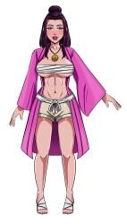 1girls abs amulet asian asian_female athletic athletic_female beautiful big_breasts black_hair breasts busty busty_female calves character_sheet chest_sarashi cleavage cleavage_overflow covered_erect_nipples covered_nipples daikaiju_yuki erect_nipples exposed_skin eyelashes feet female full_lips gold hair_bun highres huge_breasts jade_(gemstone) japanese_clothes japanese_female jewelry kaiju kimono large_boobs large_breasts lion_tail lips long_bangs long_hair makeup midriff muscular muscular_calves muscular_female necklace nipples nipples_visible_through_clothing official_art open_clothes paag pink_kimono pornstar_body revealing_clothes sarashi scantily_clad scantily_dressed sewingbear sexy_clothing sexy_figure short_shorts shorts standing straight_hair thigh_gap underboob yukata yuki_tsubaki