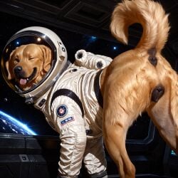 ai_generated tagme furry marvel_cinematic_universe 2026 pleasedontlook guardians_of_the_galaxy marvel cosmo_(marvel) bird_dog canid canine canis domestic_dog golden_retriever hunting_dog mammal retriever hi_res 4_toes anatomically_correct anatomically_correct_genitalia animal_genitalia animal_pussy anus armor astronaut black_anus black_lips black_nose black_pussy blep canine_genitalia canine_pussy clothed clothed_feral clothing earth fangs feet female feral genitals happy headgear helmet inside lips looking_at_viewer looking_back looking_back_at_viewer motion_lines one_eye_closed paws presenting pussy raised_tail realistic realistic_feral solo space spacecraft spacecraft_interior spacesuit star tail tail_anus teeth toes tongue tongue_out vehicle wink