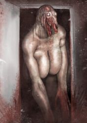 hxveuseenmypen 1girls female female_only monster monster_girl nightmare_waifu nightmare_fuel blood blood_stain wide_mouth horror creepy uncanny_valley boob_squish breasts big_breasts huge_breasts large_breasts gigantic_breasts giant_breasts massive_breasts voluptuous voluptuous_female on_all_fours hear_me_out