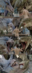 2026 3d_(artwork) 4_panel_comic abandoned_building absurd_res birthday_cake bodily_fluids cake capcom dessert digital_media_(artwork) dragon female feral food group hakhop hi_res human imminent_vore larger_female larger_feral licking licking_lips male male/female mammal monster_hunter monster_on_male mouth_shot mythological_creature mythological_scalie mythology open_mouth oral_vore rath_wyvern rathian saliva saliva_string scalie size_difference smaller_human smaller_male smug tongue tongue_out trio velkhana vore warehouse wings
