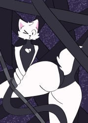 1boy 2d 2d_(artwork) arm_warmers armwear ass ass_bigger_than_head bare_thighs big_thighs black_clothing blush blushing bodysuit boykisser boykisser_(meme) cartoon cartoony cat coiling_around_body coiling_self elastic elastic_arms elastic_body elastic_legs elastic_torso elasticity entangled feline hi_res itsjhonnathan72 male male_only malleable_body purple_background silly_cat_(mauzymice) solo star_pattern stretching stretchy stretchy_arms stretchy_body stretchy_legs stretchy_torso striped_clothing tangled_up textless unshaded white_body white_fur wide_hips wrapped_around_self