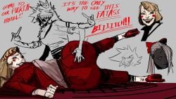 brothersmiler hazbin_hotel angel_dust_(hazbin_hotel) charlie_morningstar_(hazbin_hotel) vaggie_(hazbin_hotel) big_ass male female spanking_ass
