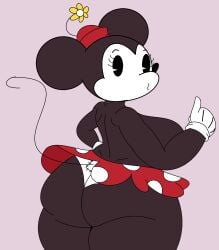 ruxzinho minnie_mouse disney 1girls female female_only female_focus black_fur hips thick_thighs wide_hips thighs large_ass ass panties underwear gloves pointing looking_back hat flower large_breasts breasts sideboob topless topless_female skirt anthro furry mouse rodent rodent_humanoid