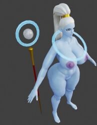 1girls 3d 3d_(artwork) alien alien_girl alternate_body_type big_ass big_breasts big_butt blue_body blue_skin completely_nude completely_nude_female curvy_figure dragon_ball dragon_ball_super elevenendless endlessillusion nude nude_female purple_eyes shonen_jump staff vados voluptuous white_hair