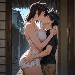 age_difference ai_generated cheating_mother cheating_wife closed_eyes echoanomaly fushiguro_megumi gooning incest jujutsu_kaisen kissing mama_fushiguro megumama mother_and_child mother_and_son parent_and_child parental_incest passionate_kiss size_difference small_shorts