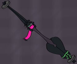 1boy 2d 2d_(artwork) bare_thighs big_thighs black_body black_fur bodysuit bulge bulge_under_clothes cartoon cartoony curvy dot_eyes elastic elastic_arms elastic_body elastic_legs elastic_torso elasticity femboy floating hi_res horns huge_thighs itsjhonnathan72 male male_only malleable_body neutral_expression pink_scarf purple_background ralsei ralsei_(cryptiacurves) ralsei_with_black_fur restrained sequence small_waist solo stretching stretchy stretchy_arms stretchy_body stretchy_legs stretchy_torso suspended_in_midair textless unshaded wide_hips