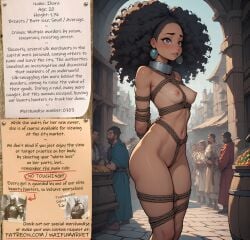 ai_generated anime bdsm bondage bounty_hunters collar ebony edited fantasy female fictional fluffy_hair gray_eyes jewelry market naked nude photoshop roleplay ropes slave slavegirl slavery small_boobs small_breasts small_tits thin_body waifu waifumarket