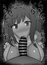 1boy 1girls :>= athletics_training_club_(blue_archive) big_breasts big_penis black_and_white blowjob blue_archive blush breasts censored dark-skinned_male dark_skin detailed_background drooling eyelashes fellatio female heart human indoor inside kurotama legwear long_hair looking_at_viewer male male_pov millennium_science_school_student oral oral_sex penis room saliva shiny shiny_skin sketch sound_effects squatting stockings sumire_(blue_archive) sweat text vein veins veiny veiny_penis