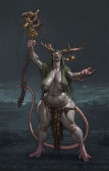 chubby female female_only horror huge_breasts priestess rat_girl skaven thick_thighs total_war:_warhammer