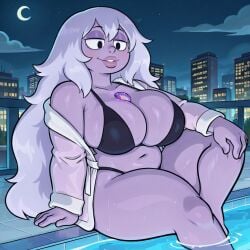 1:1 1girls ai_generated alien amethyst_(steven_universe) bangs bare_shoulders bbw big_breasts bikini black_eyes black_hair breasts cayi chest_jewel chubby city civitai cleavage cloud collarbone colored_skin crescent_moon curvy eyelashes female female_focus female_only gem_(species) hair_between_eyes half-closed_eyes hand_on_knee hips huge_breasts humanoid illustrious_(stable_diffusion) large_breasts lips long_sleeves looking_down messy_hair moon navel night off_shoulder parted_lips pinup plant pool revealing_clothes robe seductive shiny_skin shortstack sideboob sitting skimpy skindentation smile solo solo_female steven_universe swimsuit teeth thick_lips thick_thighs thighs tree very_long_hair voluptuous water wet white_hair wide_hips