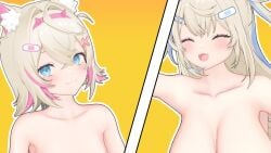 2girls 3d breasts female fuwamoco fuwawa_abyssgard hololive luke_the_tako mococo_abyssgard nude sisters tagme