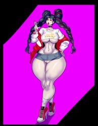 annon big_breasts big_hips big_lips big_thighs bimbo bimbo_body bimbo_lips bimbofied black_choker black_hair bottom_heavy bottom_heavy_female bottomless braided_twintails brown_eyes choker clothed clothed_female clothing eyeshadow female female_only full_lips heeled_shoes jacket jacket_off_shoulders jacket_open light-skinned_female light_skin light_skinned_female lipstick long_fingernails long_hair long_nails long_twintails makeup megami_tensei midriff miniskirt nail_polish navel no_panties no_underwear painted_fingernails painted_nails peace_sign persona persona_5 persona_5:_the_phantom_x plump_lips pussy red_eyeshadow red_hair red_highlights red_jacket red_lips red_lipstick red_nail_polish red_nails red_shoes red_sneakers skirt slim_waist sneakers socks solo solo_female text_on_clothing text_on_shirt thick_lips thick_thighs twintails twintails_(hairstyle) two-tone_hair underboob white_shirt white_socks wide_hips wink winking winking_at_viewer yaoling_li