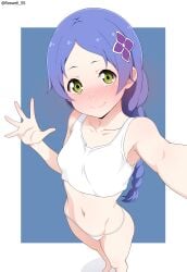 1girls above_view ass_cheeks belly belly_button belly_cutout belly_fetish belly_outline blush blushing bra braid braided_hair cute_body female female_only flat_chest green_eyes hair_ornament heavy_blush hi_res hips hips_outline legs meili_portroute midriff midriff_cutout midriff_exposed midriff_focus midriff_showing navel navel_cutout navel_fetish navel_line navel_outline panties perfect_belly purple_hair re:zero_kara_hajimeru_isekai_seikatsu roswell-ss slim_body slim_female slim_figure slim_girl slim_torso slim_waist teen teen_girl teenage teenage_female teenage_girl thighs top_view tummy underwear underwear_only violet_hair waving_at_viewer white_bra white_panties white_underwear