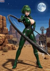 1girls 3d ai ai_assisted ai_generated alternate_version_available artist_logo artist_name big_breasts black_eyebrows black_gloves blue_eyes bluesky_link breasts collar emma_hetfield female female_only full_moon glasses green_hair green_leather hand_on_hip holding_whip leather leather_boots leather_clothing looking_at_viewer moon night night_sky nipple_bulge quinzo11 self_upload smirking_at_viewer sony_interactive_entertainment standing standing_female town whip wild_arms zipper zipper_down