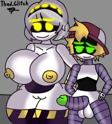 balls boner breasts erection glitch_productions hat large_breasts murder_drones naked naked_female naked_male penis robot robot_humanoid robot_penis straight tagme thad_(murder_drones) thad_glitch v_(murder_drones) wide_hips