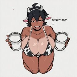 1girls big_breasts breasts breasts_bigger_than_head breasts_out busty busty_female cleavage cow_print cow_print_bikini crossnsfw curvy curvy_body curvy_female curvy_figure curvy_hips gigantic_breasts huge_breasts milk mio_(crossnsfw) tan_body tan_skin tanned_female tanned_skin thick_legs thick_thighs thighs thunder_thighs thunderthighs tits tits_bigger_than_head tits_out tomboy wide_hips wide_thighs