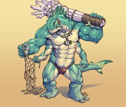 4_arms abs animal_humanoid anthro beralin biceps fish fish_humanoid fishing_net hi_res humanoid male marine marine_humanoid multi_arm multi_limb muscular muscular_anthro muscular_male net pecs solo tail triceps