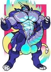 anthro balls big_balls big_penis blue_body claws cock cum dick flexing furry glowing_eyes growth hyper hyper_balls hyper_penis male male_only mane markings miraidon muscle_growth muscles muscular muscular_male penis pokemon pokemon_(species) robot semen sequence solo solo_focus solo_male tail testicles trencalos vore