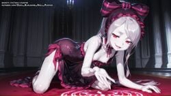 ai_female ai_generated bow bowtie bowtie_on_head color colored female girl hell-pantsu hi_res nipples overlord_(maruyama) perfect_body red_eyes shalltear_bloodfallen silver_hair small_breasts vampire vampire_girl wet