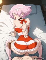 1boy 1girls ai_generated clothed_sex dr.stone female lipstick luna_wright male pink_hair red_eyes red_lipstick sex tagme