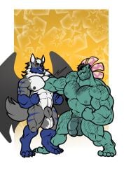 anthro balls beard big_balls big_penis body_hair canine canine_penis chest_hair claws cock cum dick flaccid furry gay gray_body green_body growth hair homosexual hyper hyper_balls hyper_penis knot male male/male male_only mane muscle_growth muscles muscular muscular_male pec_vore pecs pectoral_vore penis penis_growth pokemon pokemon_(species) pubes pubic_hair semen sequence stripes stubble tail testicles trencalos tusks vein veiny_penis venusaur vore wings wolf