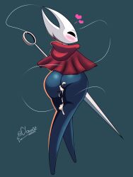 2_horns ass ass_focus back_view bug bug_girl capeled claun02 cum_in_ass cum_in_pussy female_only hollow_knight hollow_knight:_silksong hornet_(hollow_knight) team_cherry thighs