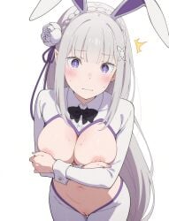 ai_generated breasts emilia_(re:zero) female naked_female navel nude_female pussy re:zero_kara_hajimeru_isekai_seikatsu reverse_bunnysuit reverse_outfit sexy_body vagina