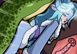 absurd_res anthro blue_body blue_eyes blue_fur blue_hair bovid caprine clothed clothed_female clothed_sex clothing doggy_style duo ear_piercing ear_ring female from_behind_position fur genitals goat green_body green_scales gunfire_reborn hair hi_res horn lizardman lyn_(gunfire_reborn) male male/female mammal nude_male penetration penile_spines penis piercing reptile ring_piercing scales scalie sex standing standing_sex tail vaginal_penetration vaginal_penetration vanziat x-ray_view