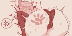 1girls ako_(blue_archive) angry angry_expression ass blue_archive blush bubble_butt female hairband halo heart jacket maibotsumou monochrome panties shake_lines shaking simple_background slap slap_mark slap_mark_on_ass tegaki_draw_and_tweet text_bubble