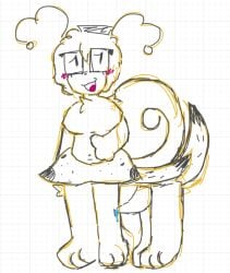 antennae_(anatomy) banana banana_breasts breasts_out centaur fruit futa_only futanari glasses intersex penis precum regretevator split_(regretevator) tits_out topless