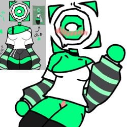 blush bottomless cube_30_(geometry_dash) cube_humanoid female female_only fempesta geometry_dash more_at_source no_pants no_underwear npesta pussy youtube