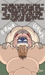1boy 1boy1girl 1girls 2d annoyed anon bald bed big_ass big_penis blowjob choking choking_on_cock choking_on_penis deep_blowjob deepthroat deepthroat_request deepthroat_training dialogue dirty_talk drool english_text eyes_rolling_back fat_male fat_man female gag gagging gigantic_penis green_eyes guavagrunt hands_on_thighs headband huge_ass huge_cock indoors large_penis male naruto ninja_headband nude nude_female nude_male on_knees oral out_of_breath overweight overweight_male pink_hair pubes pubic_hair pulling_out rolling_eyes room sakura_haruno saliva saliva_on_penis saliva_trail sfx sitting sitting_on_bed speech straight struggling struggling_to_fit text thick_thighs thighs veiny_penis