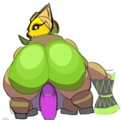 2017 2d 2d_animation animated anus ass big_butt blizzard_entertainment dat_ass dildo female futanari gif hi_res horn intersex living_machine looking_at_viewer looking_back machine mechamonkeyz_(artist) omnic open_mouth orisa overwatch penetration penis robot sex_toy simple_background smile solo taur video_games white_background