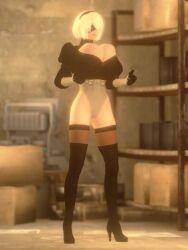 1girls 3d 3d_animation android android_girl animated animation big_breasts black_blindfold black_hairband blindfold blindfolded blindfolded_female breast_expansion breasts cleavage female female_focus female_only hairband height height_increase large_boobs large_breasts light-skinned_female light_skin nier nier:_automata nier_(series) nurico robot robot_girl robot_humanoid solo solo_female solo_focus tagme thick_thighs thigh thigh_expansion video white_hair white_hair_female yorha_2b