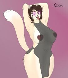 absurd_res anthro areola ass belly_tattoo big_breasts big_butt breasts cinya clothed clothing curly_hair curvy_figure domestic_cat eyewear fangs felid feline felis female fingers fur gatita_(cinya) genitals glasses hair heart_areola heart_nipples hi_res huge_breasts looking_at_viewer mammal nipple_piercing nipples one_eye_closed open_mouth piercing pussy simple_background slightly_chubby smile smiling_at_viewer solo tail tattoo teeth thick_thighs tongue tongue_out tongue_tattoo translucent translucent_clothing tuft wide_hips wink
