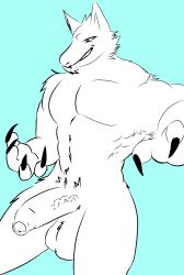 1boy erection gay jackalman male non-human non-human_only penis pose snout solo thundercats
